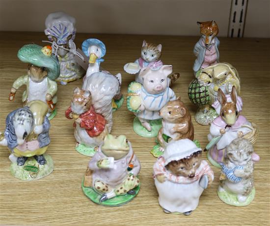 Thirteen Beswick Beatrix Potter figures, gold backstamps